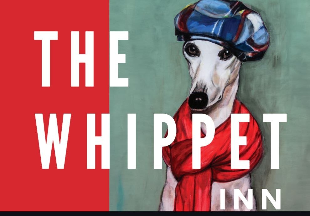 The Whippet Inn — a whippet in a flat cap and red scarf